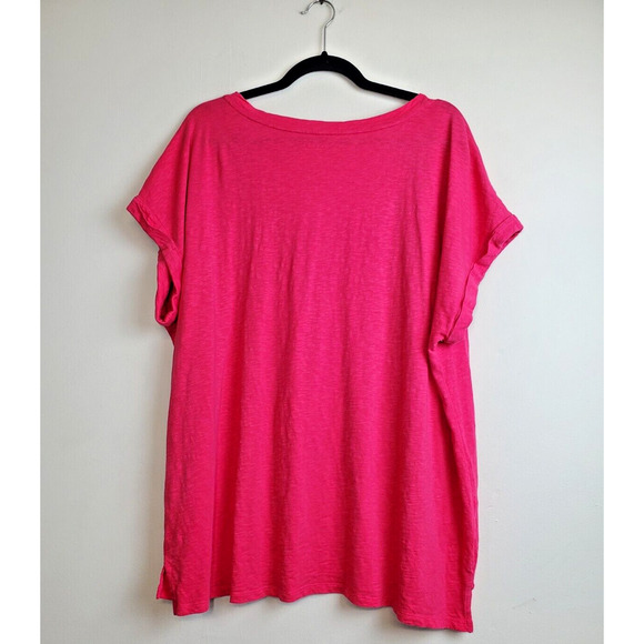 Talbots 2X Womens Plus Size T-shirt Top EMBROIDERED Pink Short Sleeve Cotton - Picture 2 of 9